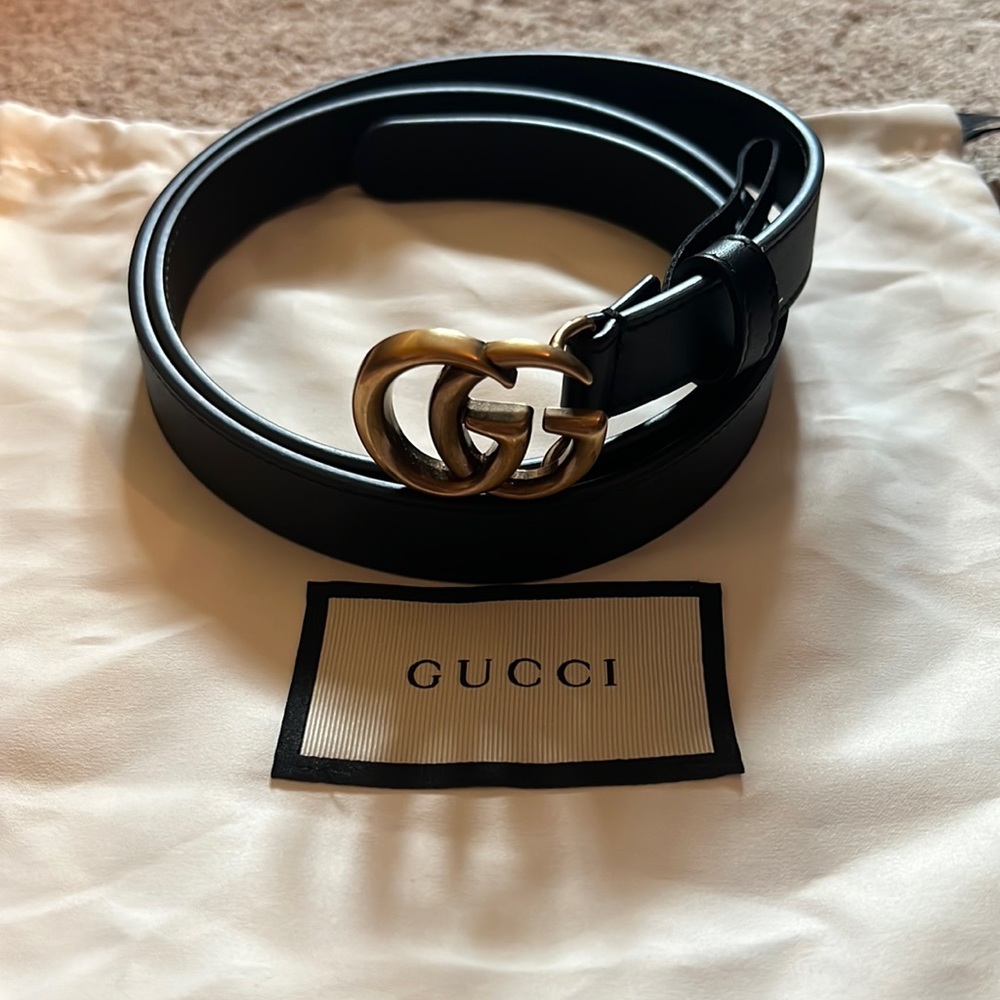 Gucci Marmont Thin black leather belt